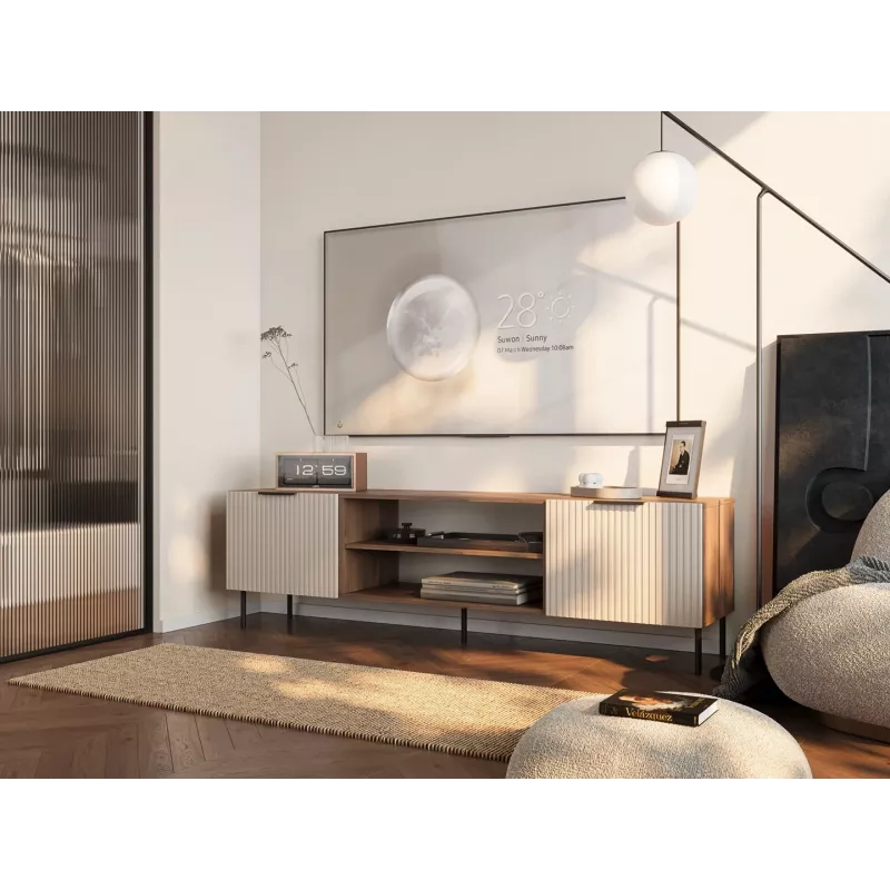 TV-kapp Cama ALMERA 180,5×42×52,5 cm pähkel/kašmiir – pealisplaat puitlaastplaadist, pähklipuust raam