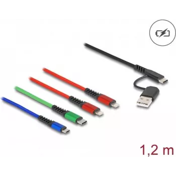DeLOCK USB-laadimiskaabel 4 in 1 USB Type-A USB-C kuni 2 x Lightning Micro USB USB-C 1,20 m