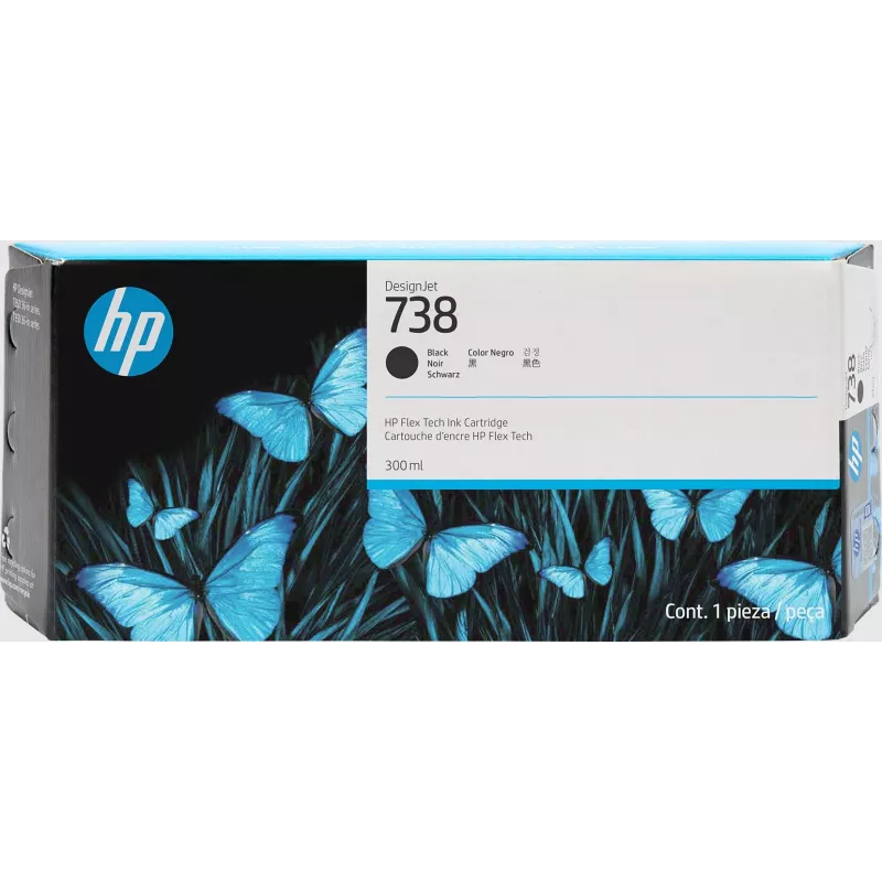 HP 738 300-ml must DesignJet tindikassett