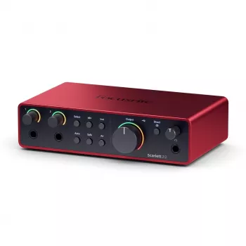 Audio liides Focusrite Scarlett 2i2 4. põlvkond — 2-sisend/2-väljund USB-C, 24-bit/192 kHz, 69 dB eelvõimendid, lauaarvuti, must/punane