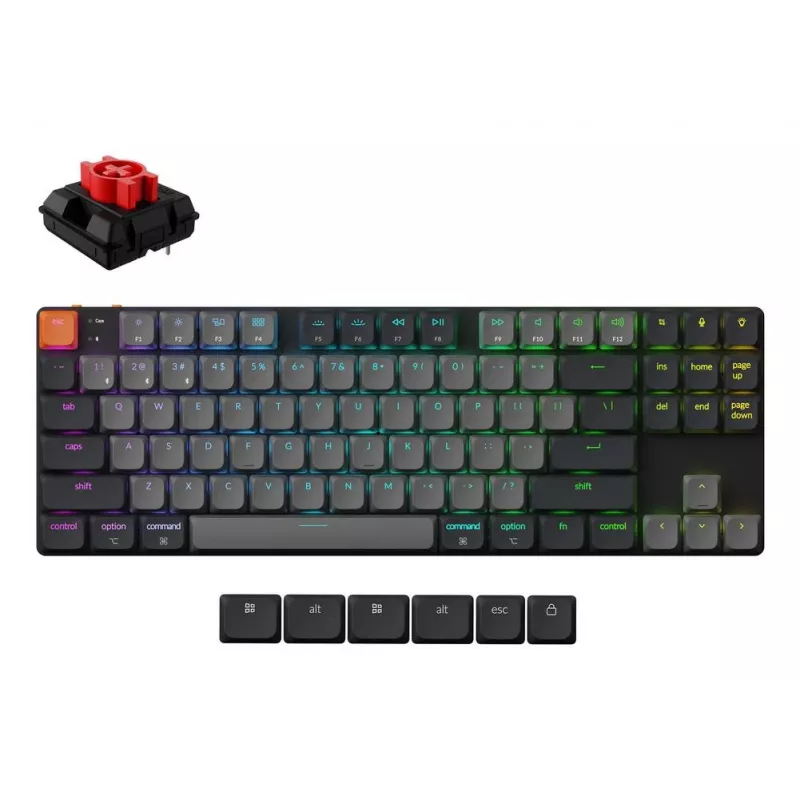 Mehaaniline klaviatuur Keychron K1X-B1, 80% (87 klahvi), USB + Bluetooth, QWERTY English, Hall, RGB-taustvalgustus