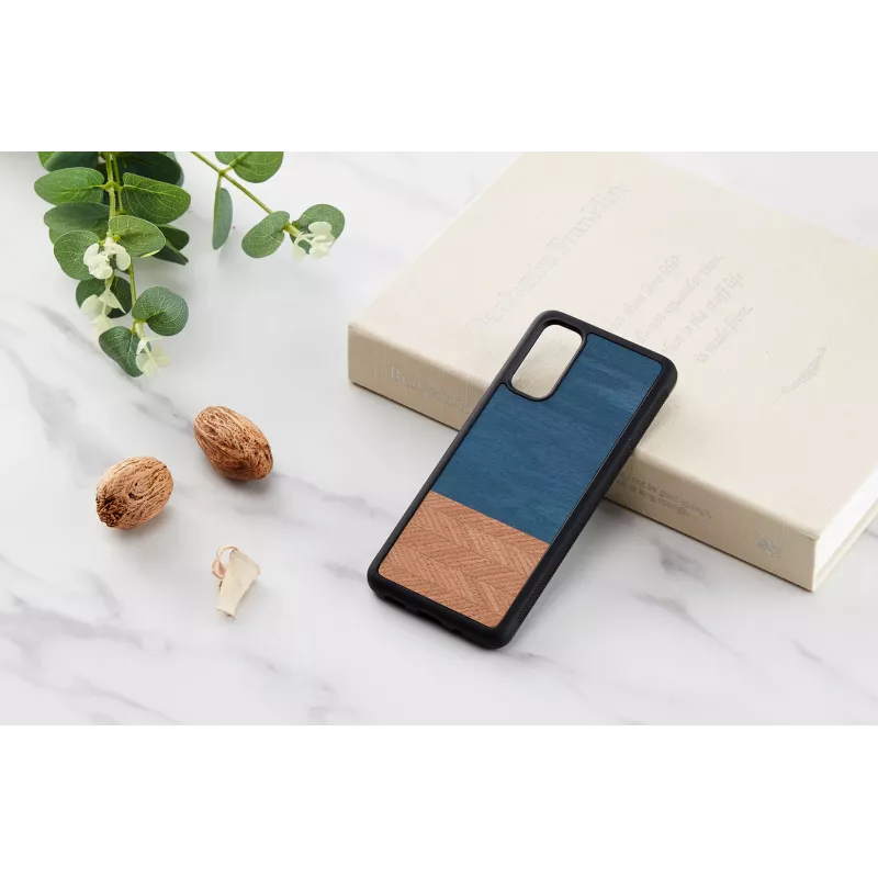 Telefonikott man and wood Galaxy S20 denim must