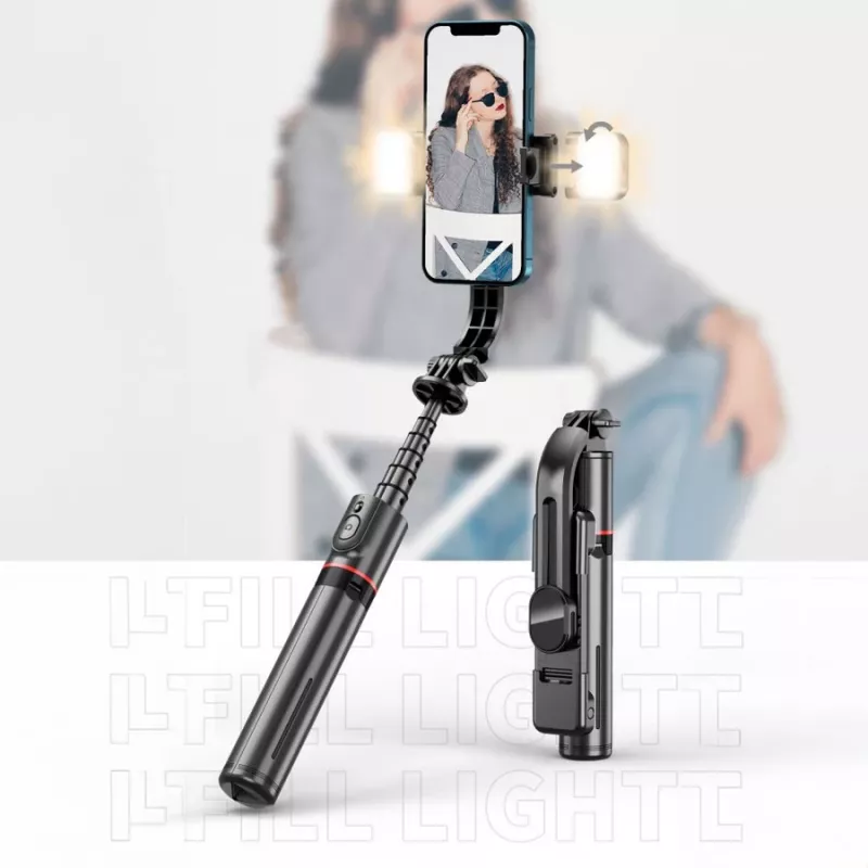Tech-Protect L05S Selfie Stick alus LED-lamp Bluetooth-kaugjuhtimispult