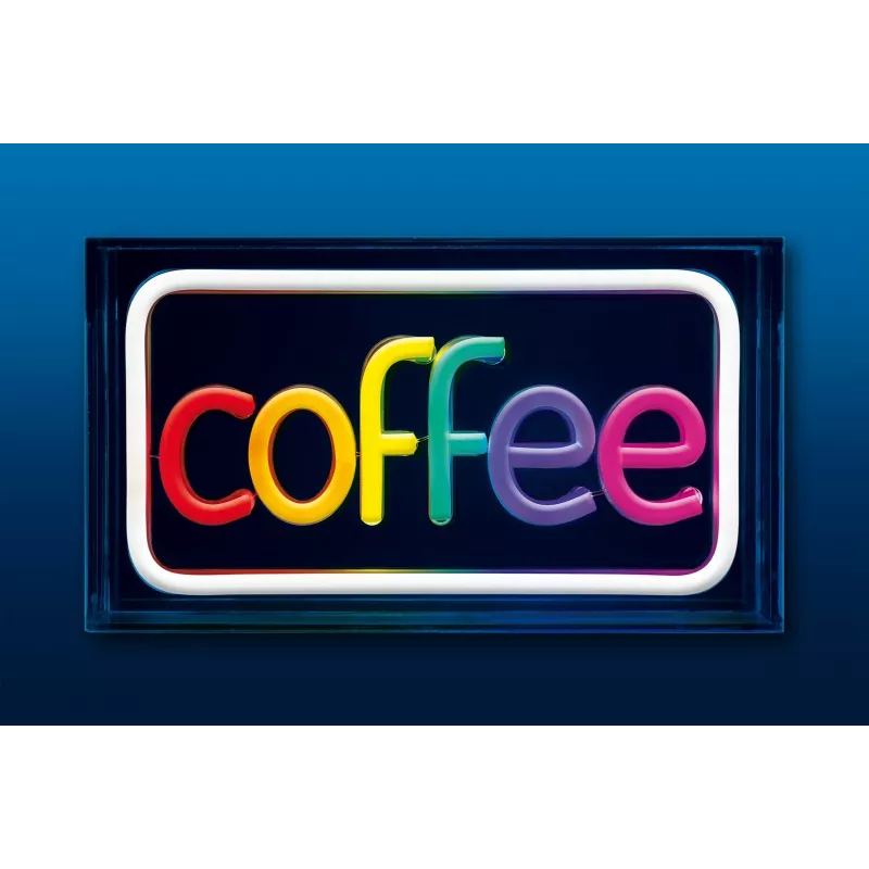 Neoon-LED-silt ActiveJet AJE-NEON COFFEE, mitmevärviline, USB 5V, pinnapaigaldus, AS-plastist raam