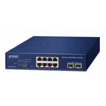 Hallatav kommutaator PLANET GS-2210-8P2S 8-pordine Gigabit Ethernet 802.3at