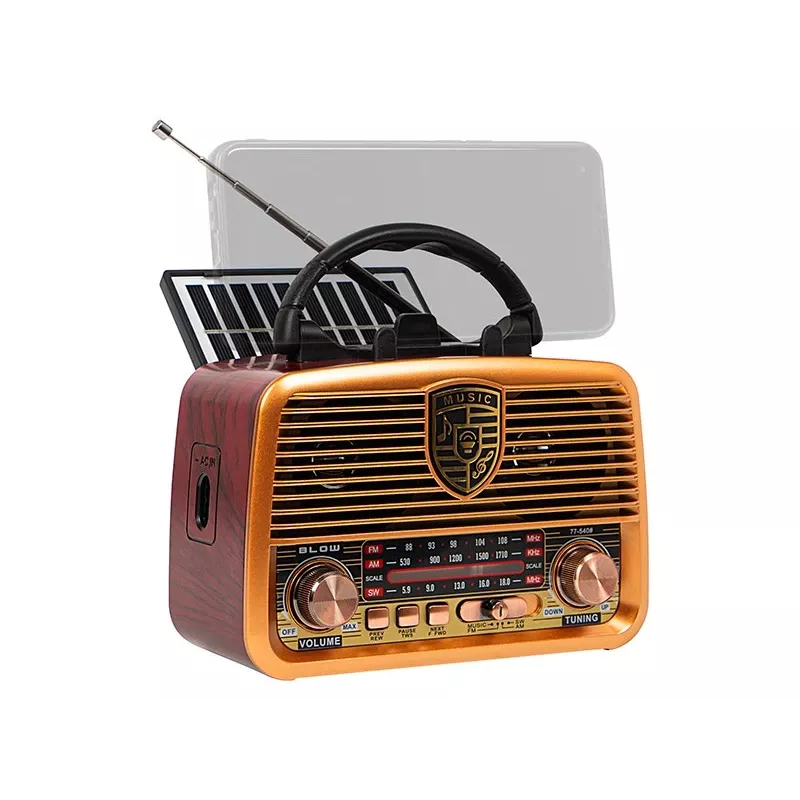 Analog raadio BLOW RA10 AM/FM päikeseenergial 77-540 — AM/FM vastuvõtja päikesepaneeli ja akuvarundusega