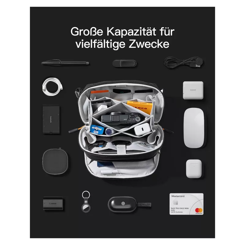 Kaablitasku Inateck AB03010 — korraldajakott 27 × 15,8 × 11 cm, must