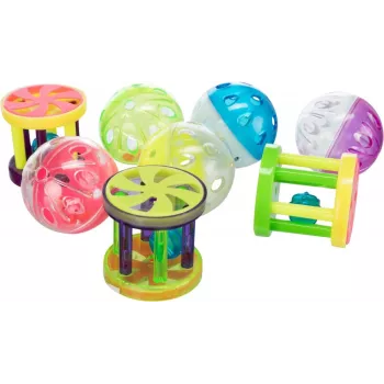 Kassimängupall Trixie Ball Trixie Ball and Roll, plastist, kelluke, mitmevärviline, Ø 4,5 cm, 1 tk