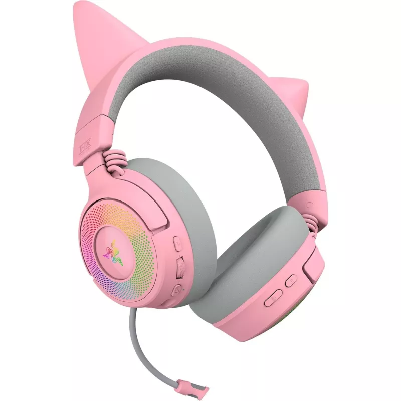 Razer Kraken Kitty V3 Pro - Quartz kõrvaklapid, juhtmega ja juhtmevaba, peavõru, mängimiseks, USB Type-A, Bluetooth, roosa