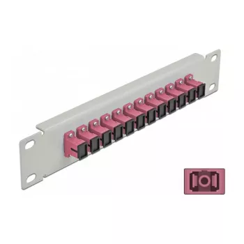 Fiiberoptiline patch-paneel DeLOCK 10 tolli 12 porti SC Simplex Violetne 1U Hall