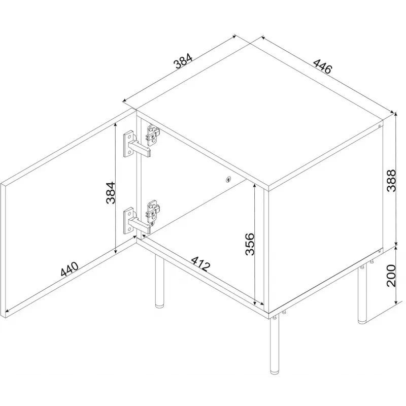 Öökapikomplekt 2 tk cama meble PALAZZO BIS 45×39×K59 cm, valge matt, MDF/puitlaastplaat