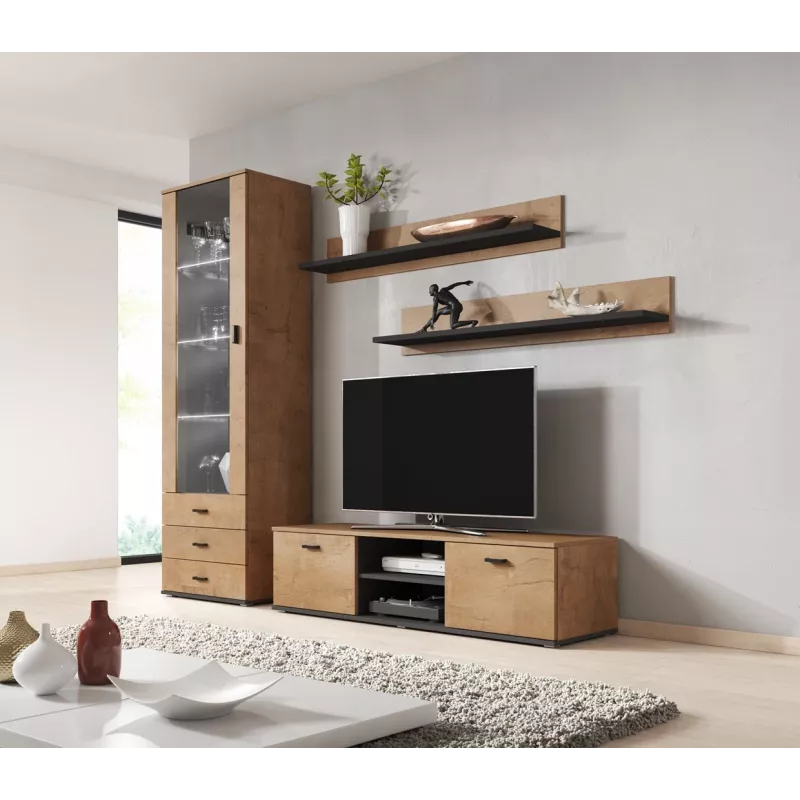 TV-kapp Cama Meble SOHO 140, lefkas tamm/must, 1400×430×370 mm