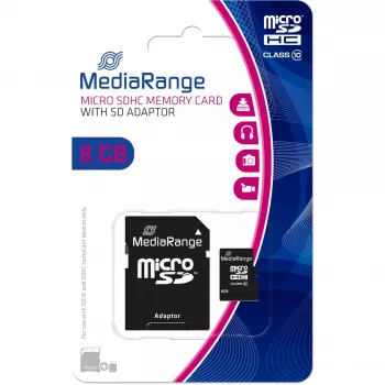 Mälukaart Micro SDHC 8GB C10/W/ADAPTER MR957 Mediarange