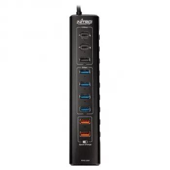Nitro Concepts UH1, 10-pordiline hübriidne USB-keskjaam, USB 3.2