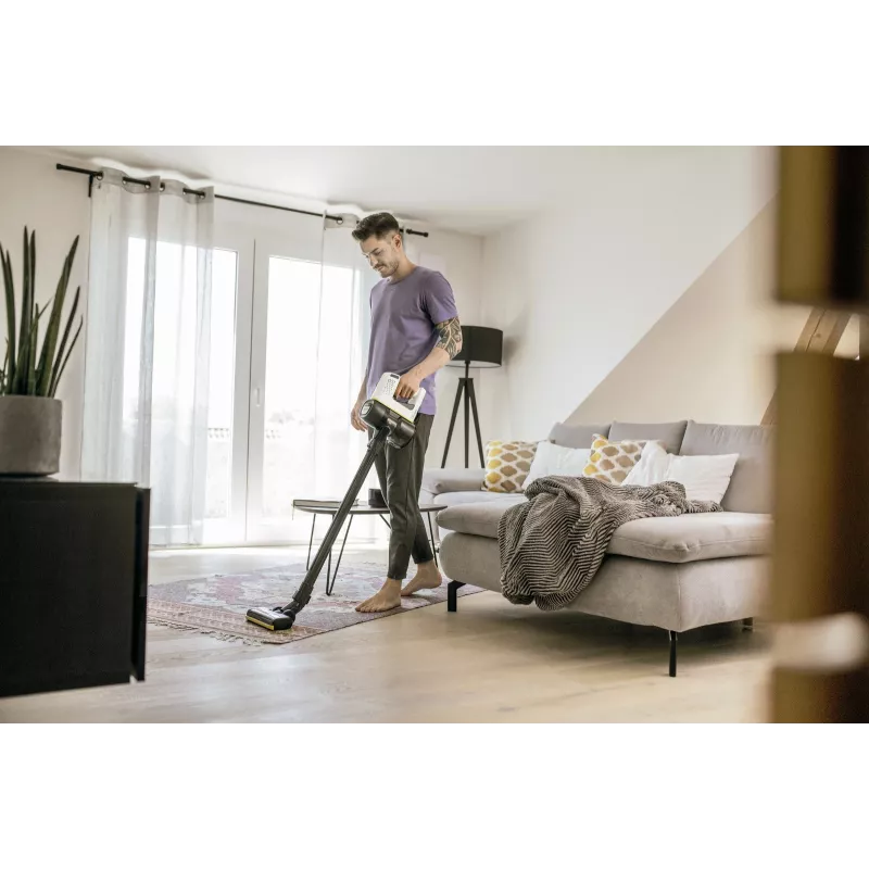 2-in-1 püsttolmuimeja Kärcher VC 4, kotita, juhtmeta 21.6 V Liitium-ioon, 30 min tööaeg, HEPA, 2 kiirust, kollane/must