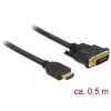 Video kaabli adapter DeLOCK 85651 0,5 m HDMI tüüp A DVI Must