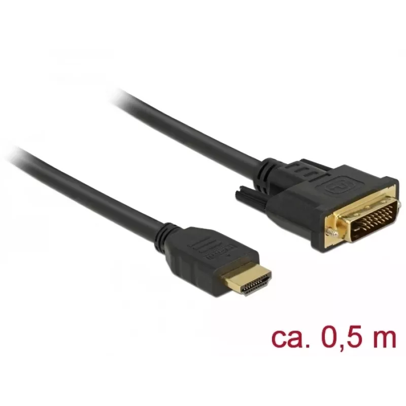 Video kaabli adapter DeLOCK 85651 0,5 m HDMI tüüp A DVI Must