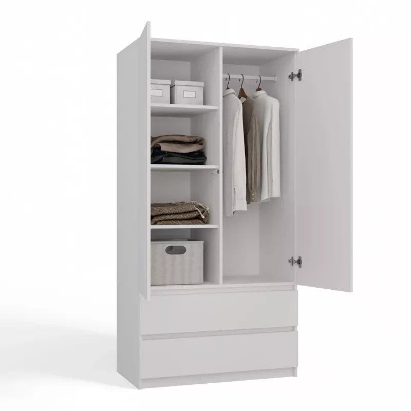 Garderoob Top E Shop SZAFA MALWA B 5 riiulit 2 hingedega ust Valge 900×500×1800 mm