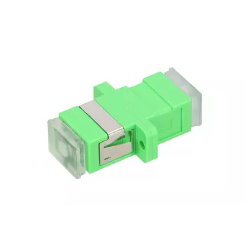 Fiiberoptiline adapter Extralink SC/APC Singlemode Simplex läbipaistvate tolmukorkidega, roheline