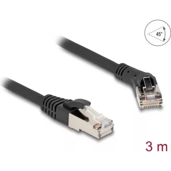 Võrgukaabel DeLOCK RJ45 Cat.8.1 S/FTP 45° paremnurkne 3m must