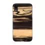 Man and wood telefonikott iPhone XR-ile — valge eebenipuu mustast puidust tagakaas, kaitsev ümbris