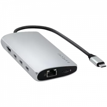 Sülearvuti dokk / pordikordaja Satechi ST-P8KES — Juhtmega USB 3.2 Gen 1 USB-C, Gigabit Ethernet, SD-kaart, Hõbedane