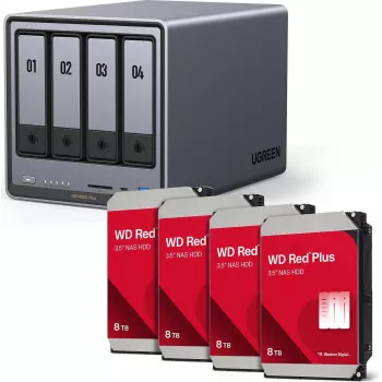 UGREEN NAS HDD komplekt DXP4800 Plus+ koos 4 x Western Digital WD80EFPX 8 TB kettaga (mudel 35261& 4x WD80EFPX)