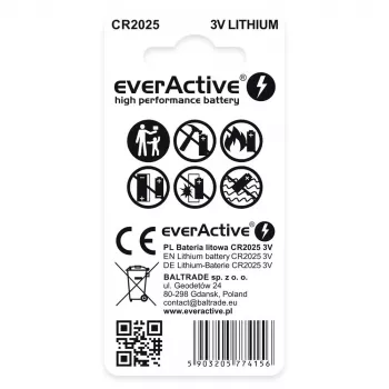 Lithiumi patarei mini EverActive CR2025 - blister 2 tk.