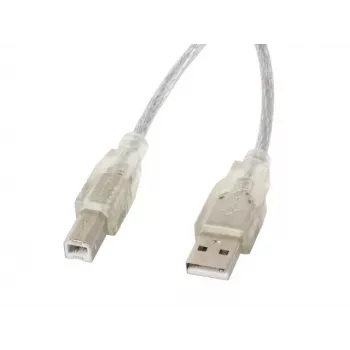 USB 2.0 kaabel LANBERG CA-USBA-12CC-0018-TR, USB A (isane) USB B (isane), 1,8 m, läbipaistev