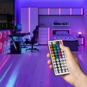 LED-ribavalgusti Vention PAEWH 2 m, USB-toitega 5 V, RGB IR-puldiga, kahepoolse teibiga kinnitatav