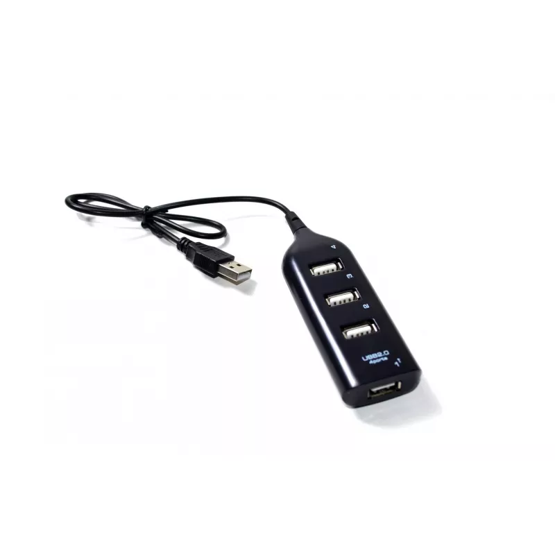 VAKOSS USB-jaotur TC-234UX — 4-pordiline USB 2.0 jaotur, alalisvoolutoide (5 V, 1 A), must