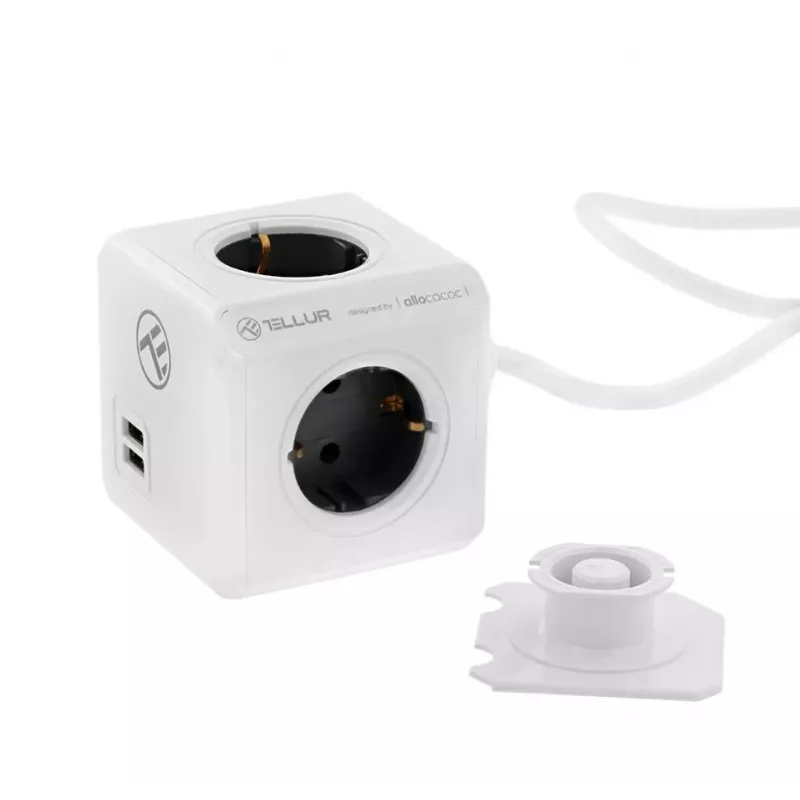 Pikendusjuhe Tellur Power Cube Extended 4 pistikupesa 2 USB-porti