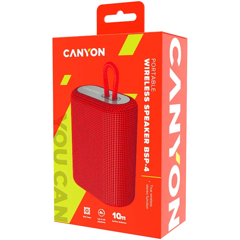 Canyon Bluetooth kõlar BSP-4 TF-lugeja/USB-C/5W punane jaemüük