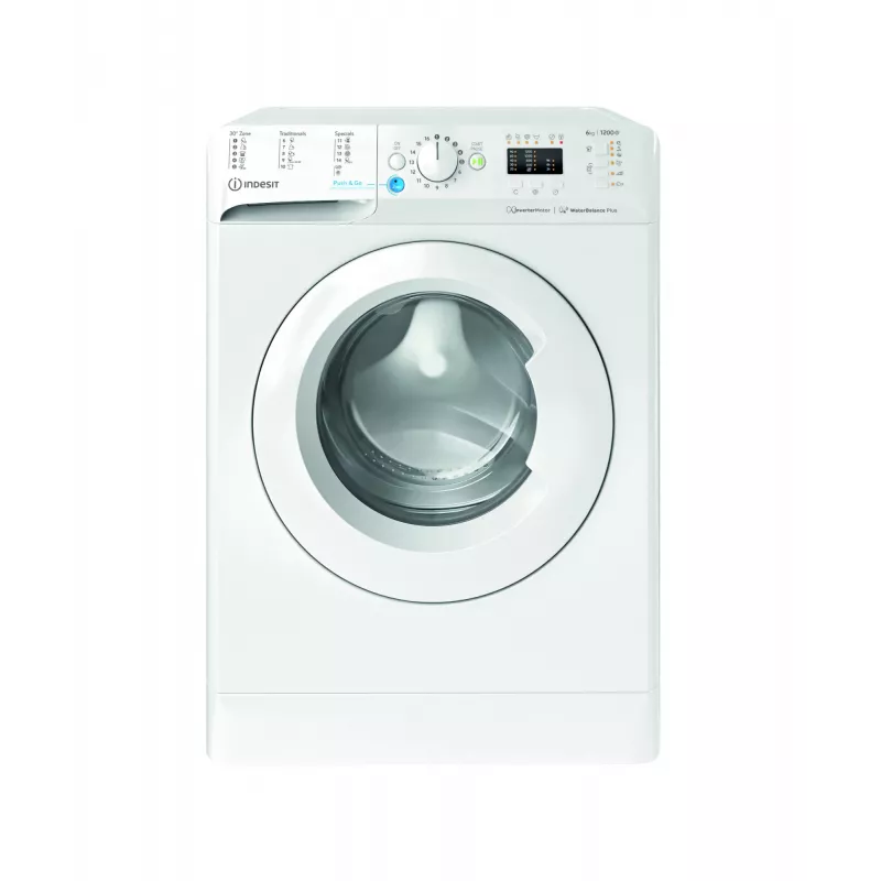 Pesumasin Indesit BWSA 61294 W EU N — Eestlaetav, 6 kg, 1151 p/min, Sügavus 42,5 cm, Laius 59,5 cm, Ekraan, Big Digit, Valge, Energiaklass C