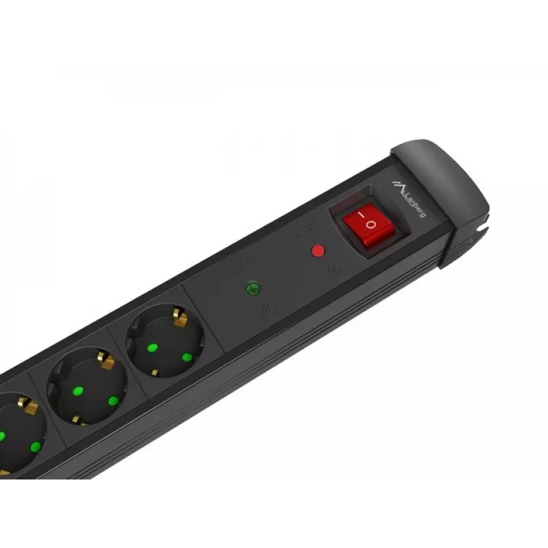 Pikendusjuhe Lanberg SP1-05F-0500-BK 5m 5 vahelduvvoolupistikut Siseruumides Must