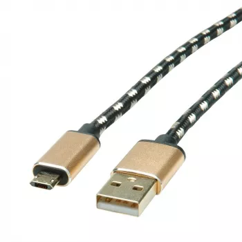 ROLINE 11.02.8820 USB-kaabel 1,8 m USB 2.0 USB C Micro-USB B Must - Kuldne (11.02.8820)
