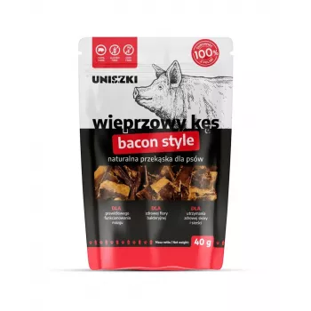 Märg koeramaius UNISZKI Bacon Style bite 40 g — sealiha üheportsjoniline kotike, monovalk, hüpoallergeenne