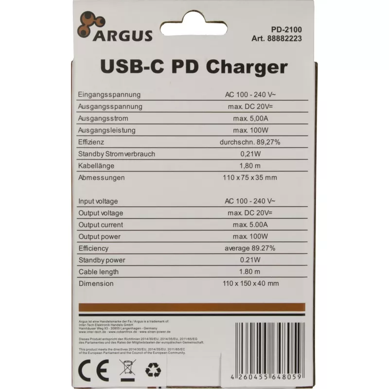 Laadija Inter-Tech PD-2100 Must AC Sisetingimustesse