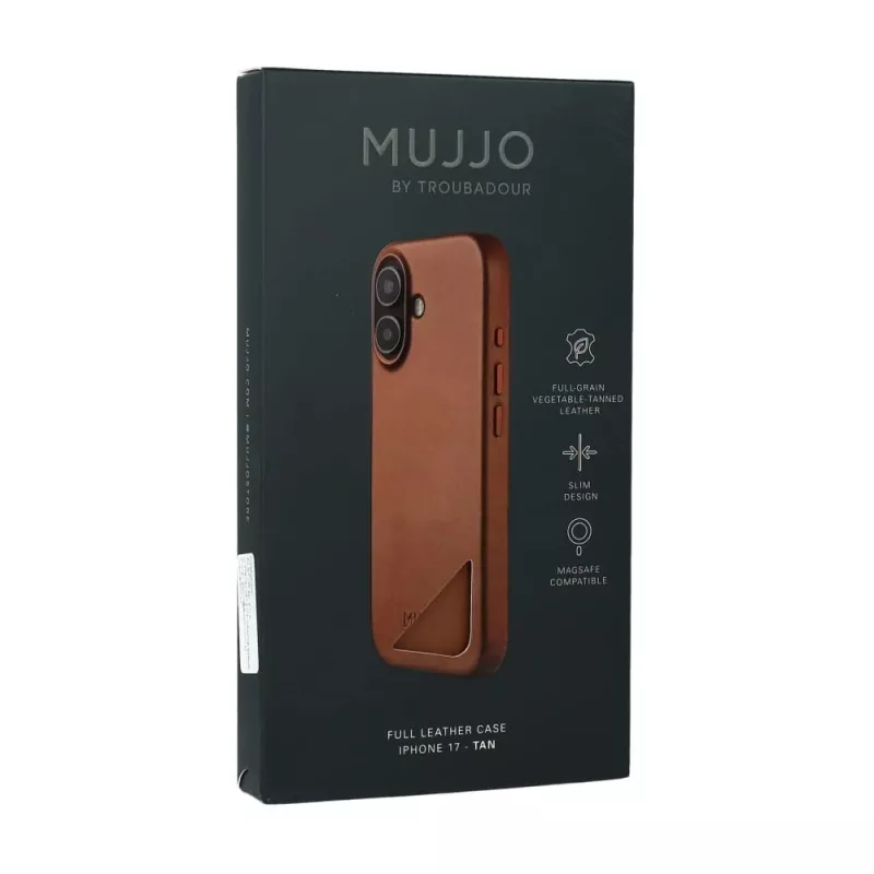 Mujjo Full Leather Case MagSafe ümbris iPhone 17-le pruun