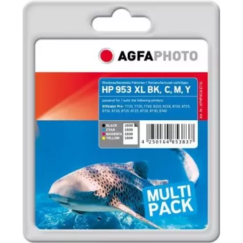 AgfaPhoto tindikassett HP 3HZ52AE nr 953XL must, tsüaan, magenta, kollane, asendus, Officejet Pro 8210 jaoks (APHP953SETXL)