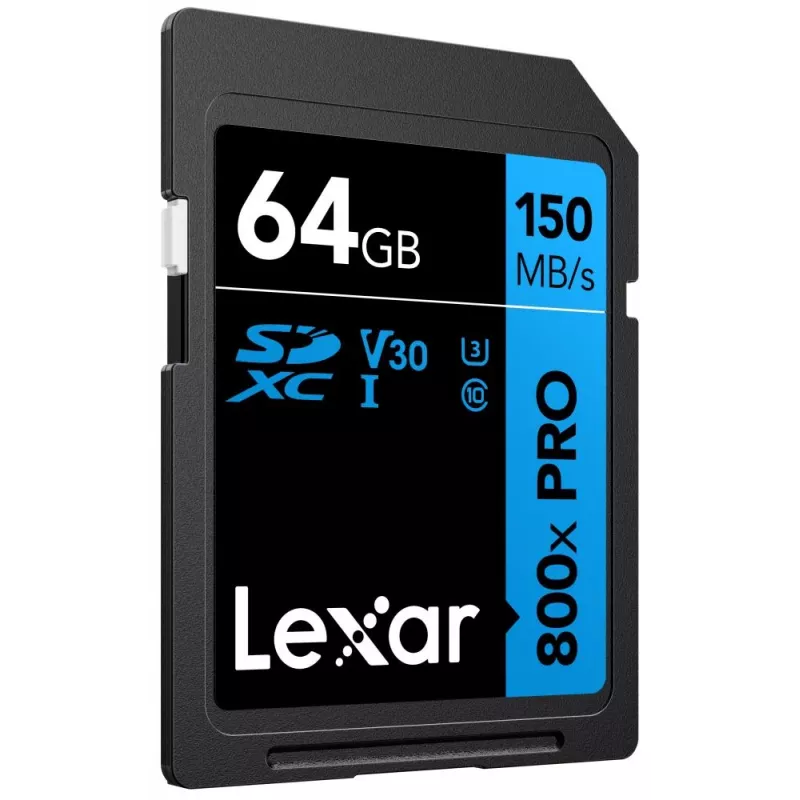 SDXC-välkmälu Lexar 64 GB UHS-I 800xPRO — Klass 10, U3, V30, 150 MB/s