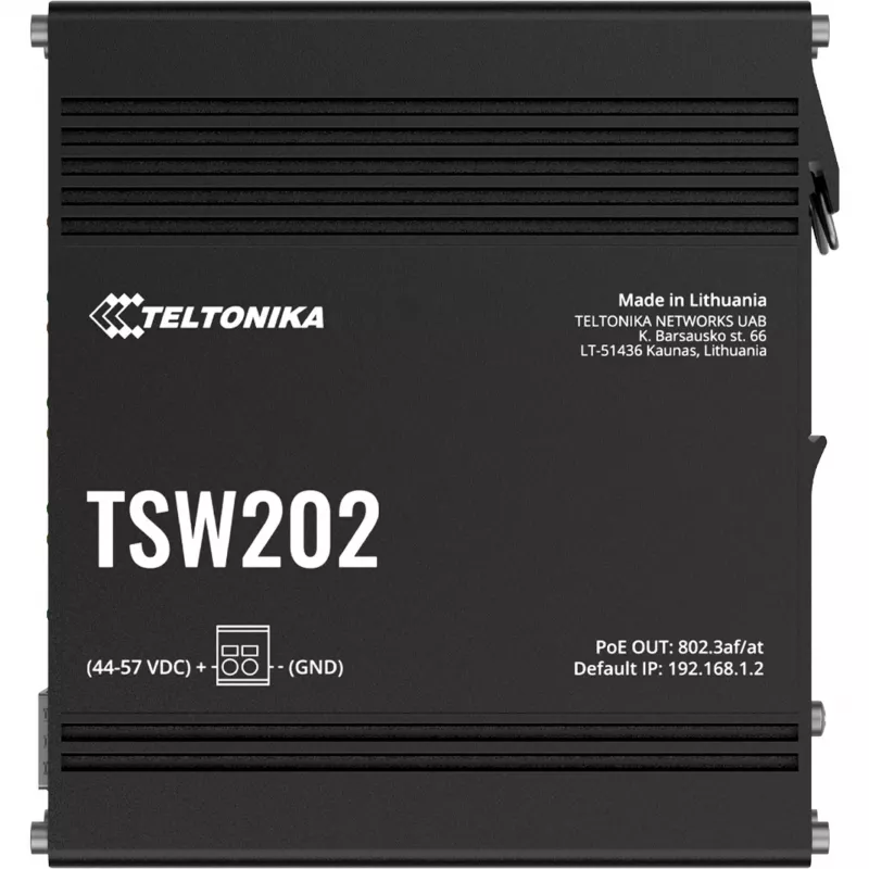 Teltonika TSW202 Hallatav L2 Gigabit Ethernet (10/100/1000) Power over Ethernet (PoE) Alumiinium, Sinine
