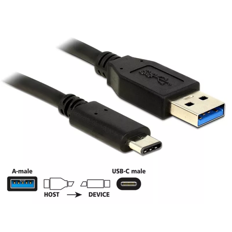 USB-kaabel DeLOCK 1m USB3.1-C/USB3.1-A 83870