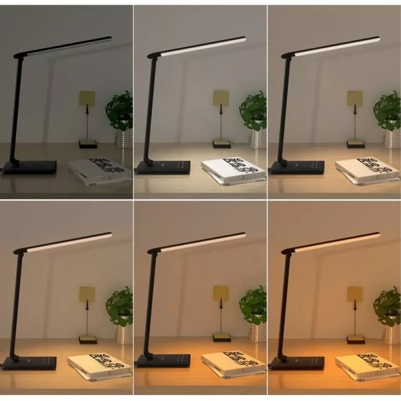 LED laualamp Aukey LT-T10 12W 3000–6500K — reguleeritava värvitemperatuuriga, must
