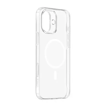 Telefoniümbris Baseus iP16 läbipaistev TouchButton Magnetic — läbipaistev kaitseümbris puutetundliku nupu ja magnetkinnitusega