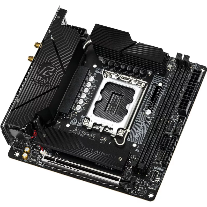 Emaplaat ASRock Z790I LIGHTNING WIFI — Intel Z790, LGA 1700, Mini-ITX, DDR5 kuni 8600 MHz, 2x DIMM, Wi‑Fi 6E, 2.5Gb LAN, 2x M.2