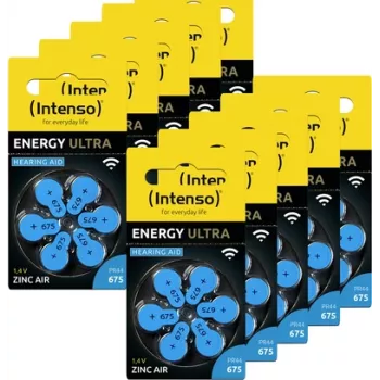 Intenso 60-Pack Hearing Aid Batteries | Zinc-Air A675 - aku (7504446MP)