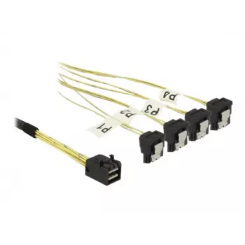 SCSI-kaabel DeLOCK 85685 must kollane 1 m 1 x Mini SAS HD SFF-8643 4 x SATA 7 pin