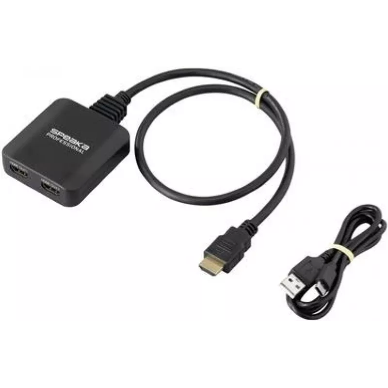 SpeaKa Professional SP-HDMIS-300 2 pordiga HDMI-poolitaja, Ultra HD ühilduv 7680 x 4320 pikslit (SP-13457064)