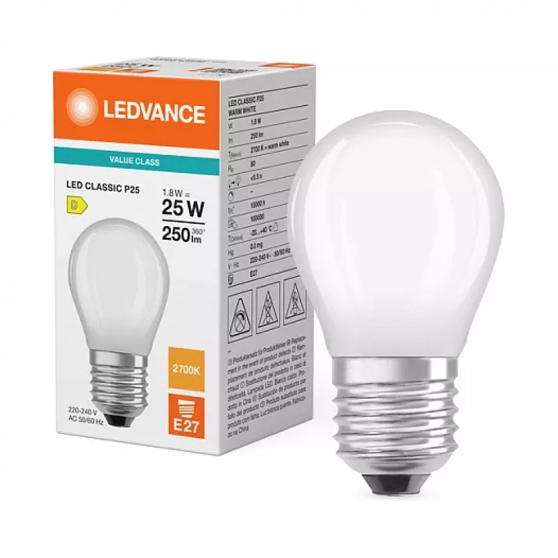 Osram LED Classic P 25 Filament P 1.8W 827 Frosted E27 LED Lambid, klassikaline Mini